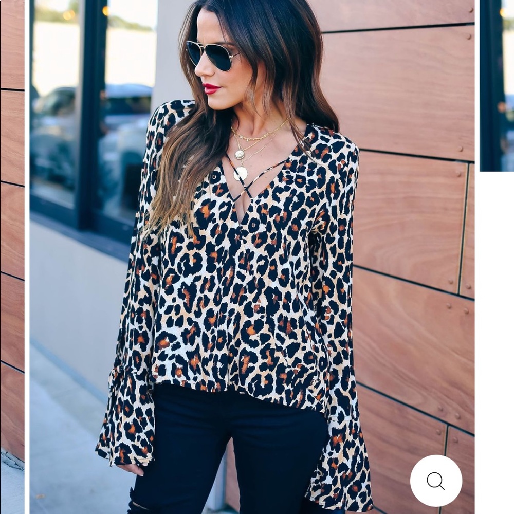 NWT Band of Gypsies Leopard Surplice Top blouse